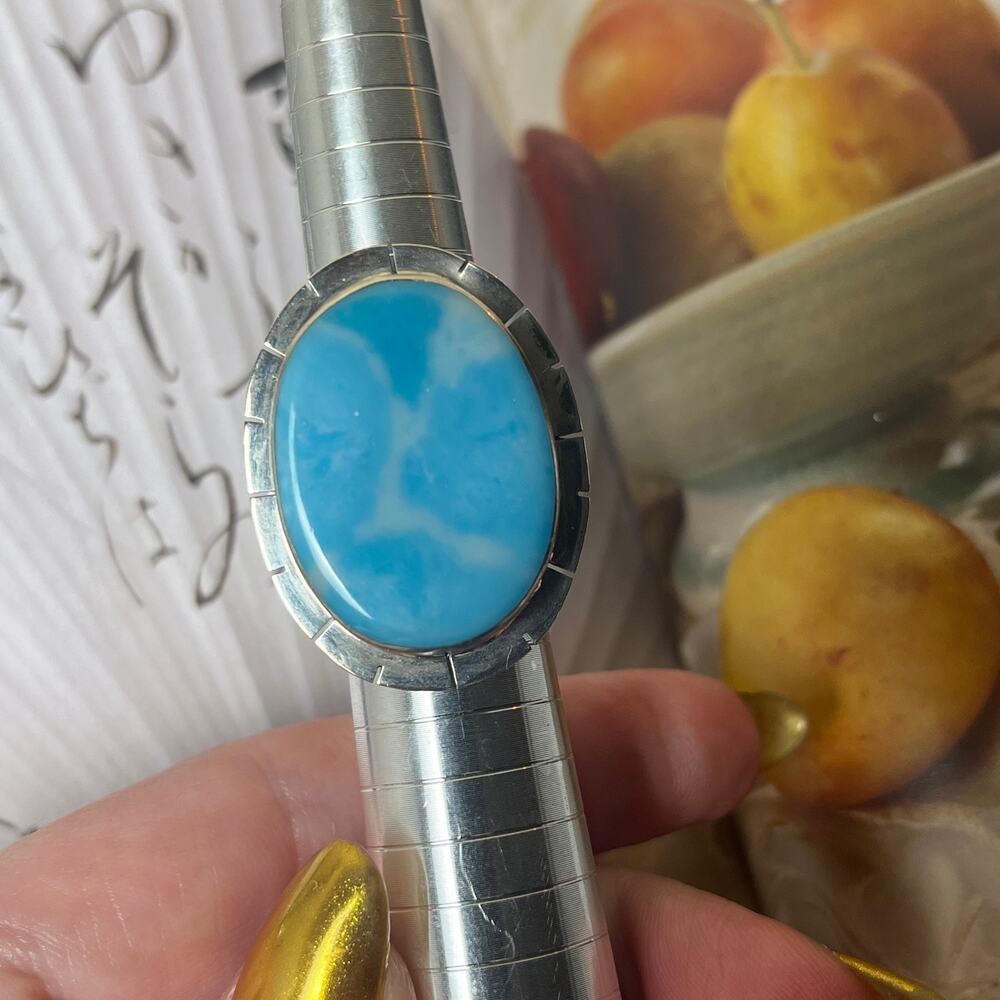 Solid 925 Sterling Silver Adjustable Blue Stone R… - image 8